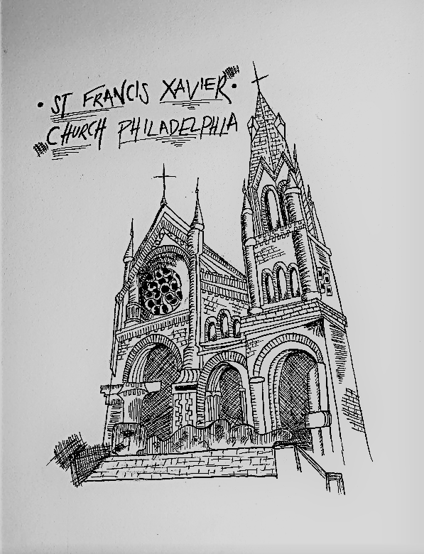 image of student work olivia sketch of st francis xavier church